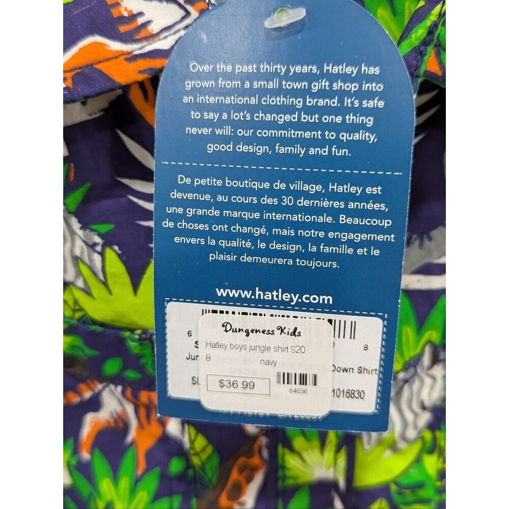 Hatley Kids Green Blue Jungle Hawaiian Shirt Short Sleeves Cotton Boys Size 8 - Picture 5 of 5